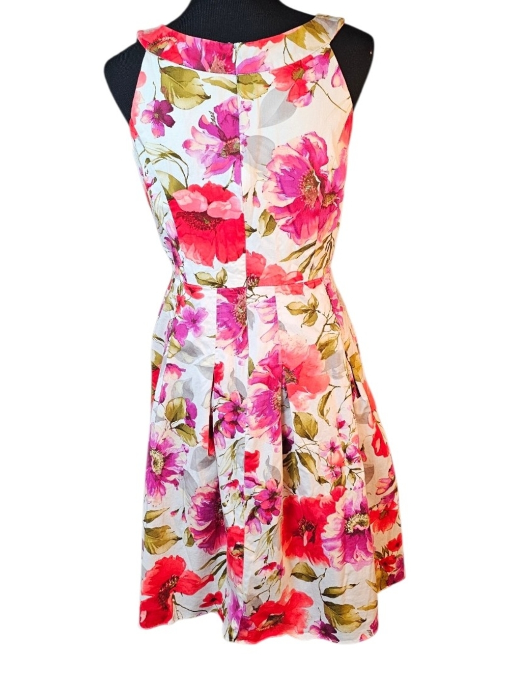 Sandra Darren Floral Fit & Flare Dress Size 6 Pink Floral Pockets - Picture 3 of 8